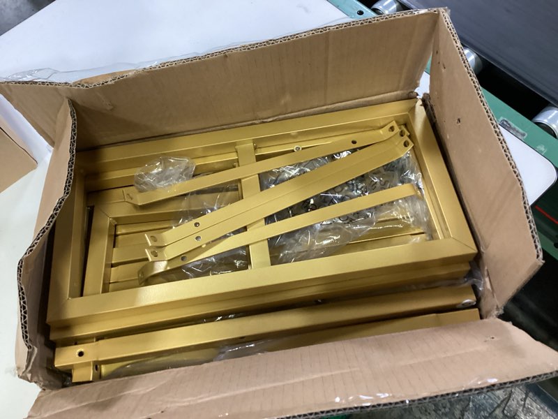 Condition photo showing As Is for 8.2FT Adjustable Backdrop Stand Kit - Square Wedding Arch & Balloon Arch for Photo Booth Background, Baby Shower, Birthday Party Decorations (Portable Frame) (Gold,8.2X 8FT) Gold 8.2x 8 FT