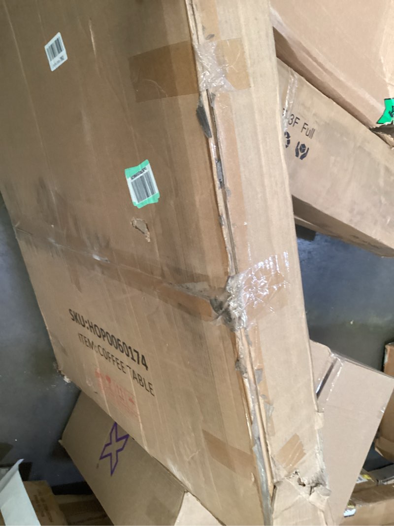 Condition photo showing As Is for NSdirect Round Coffee Table,36" Coffee Table for Living Room,2-Tier Rustic Wood Desktop with Storage Shelf Modern Design Home Furniture(Light Walnut) Light Walnut 36 in