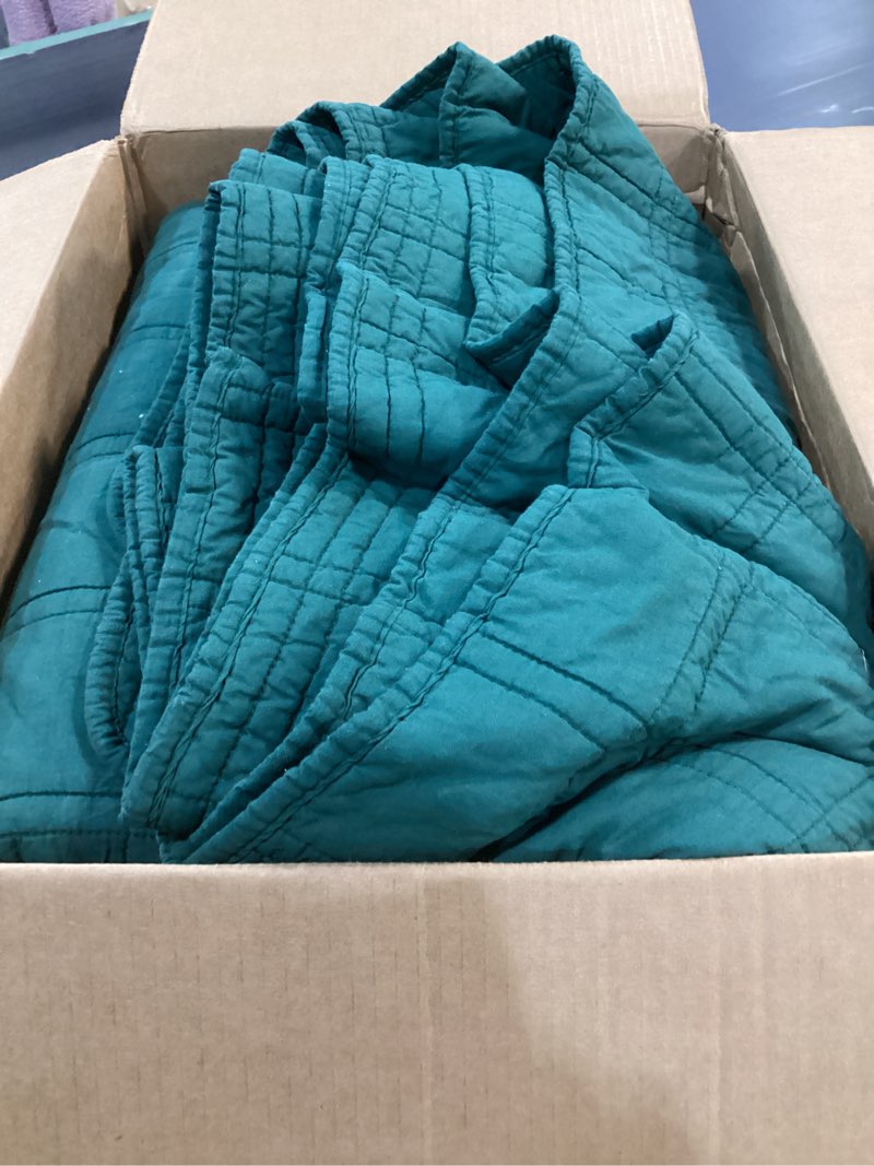 Condition photo showing Good Condition for HORIMOTE HOME 100% Cotton Quilt Set Queen Size, Dark Green Pre-Washed Bedspreads Coverlet Set in Geometric Pattern, Cozy Lightweight Stitching Decorative Bedding Cover with 2 Shams for All Season Dark Green Full/Queen