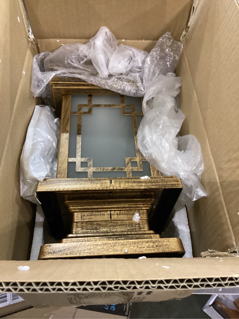 Condition photo showing item condition for LED Solar Post Light Outdoor, Aluminum Fence Post Cap Lamp Remote Control Dimmable Pillar Lights Solar IP65 Waterproof Column Light, 15.7" X 7.3" Pillar Pedestal Lantern for Garden Yard Bronze