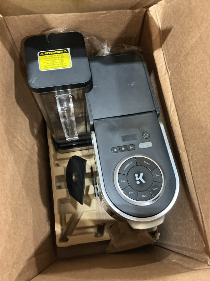 Condition photo showing As Is for keurig k-supreme plus single serve k-cup pod coffee maker, multistream technology, customizable strength and temperature settings, programmable, 78oz removable reservoir, stainless steel stainless steel maker