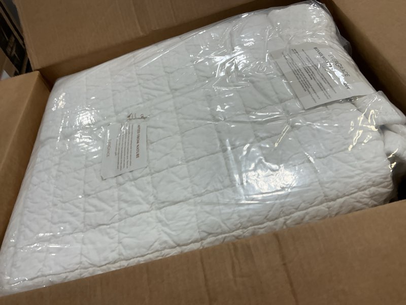 Condition photo showing New/Like New for EverGrace Stonewashed 100% Natural Cotton Waffle Quilt Set King Size 3 Pieces, Durable, Textured & Substantial Bedding, Quilted Coverlet Bedspread with 2 Shams for All Seasons, Bright White Bright White King/Cal King (108" x 96")
