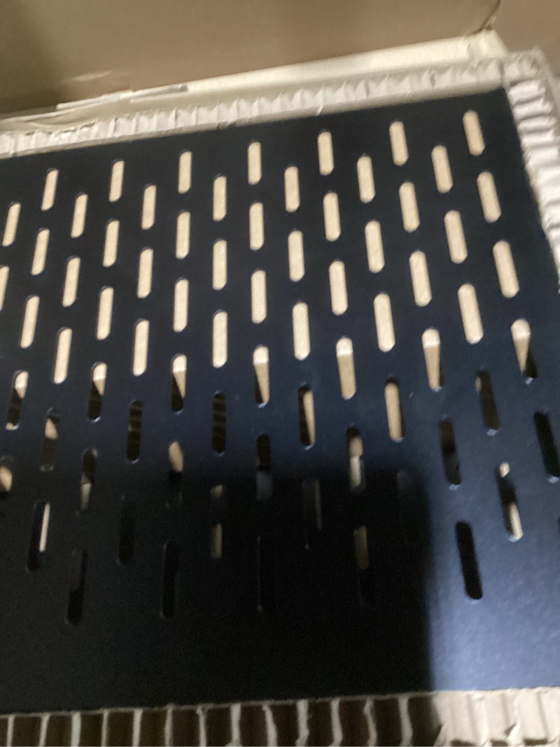 Condition photo showing As Is for Tecmojo 2U Rack Shelf,19 inch Server Rack Shelf 12 inch Depth,Weight Capacity 110Lbs/50kg,Rack Mount Shelf for 19" Network Racks & Cabinets,with Complete Accessories (2Pack) 12 in/2pack