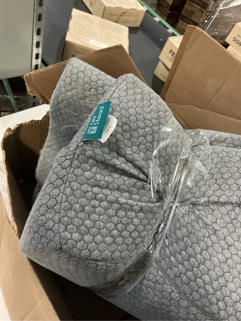 Condition photo showing As Is for Similar Bed Wedge Pillow Cover 24x24x10 Inch, Faux Fur Wedge Pillowcase, Fluffy & Soft Pillow Cases, Removable & Machine Washable-Zipper Design Dark Gray 25x25x10 inch Gray