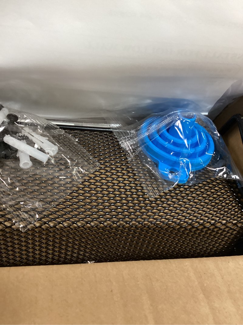 Condition photo showing New/Like New for spaceaid spice rack organizer with 20 spice jars, 386 spice labels, chalk marker and funnel set for cabinet, countertop, pantry, cupboard or door & wall mount - 20 jars, 9.8" w × 10.8“h, black 20 jars, 9.8" w × 10.8“h black