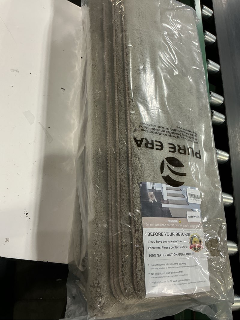 Condition photo showing New/Like New for pure era carpet stair treads ultra plush 9.5" x 30"soft bullnose indoor stair protectors pet-friendly non-slip skid resistant tape free washable reusable(14 pieces, cream gray) cream gray 30 x 9.5 inch 14
