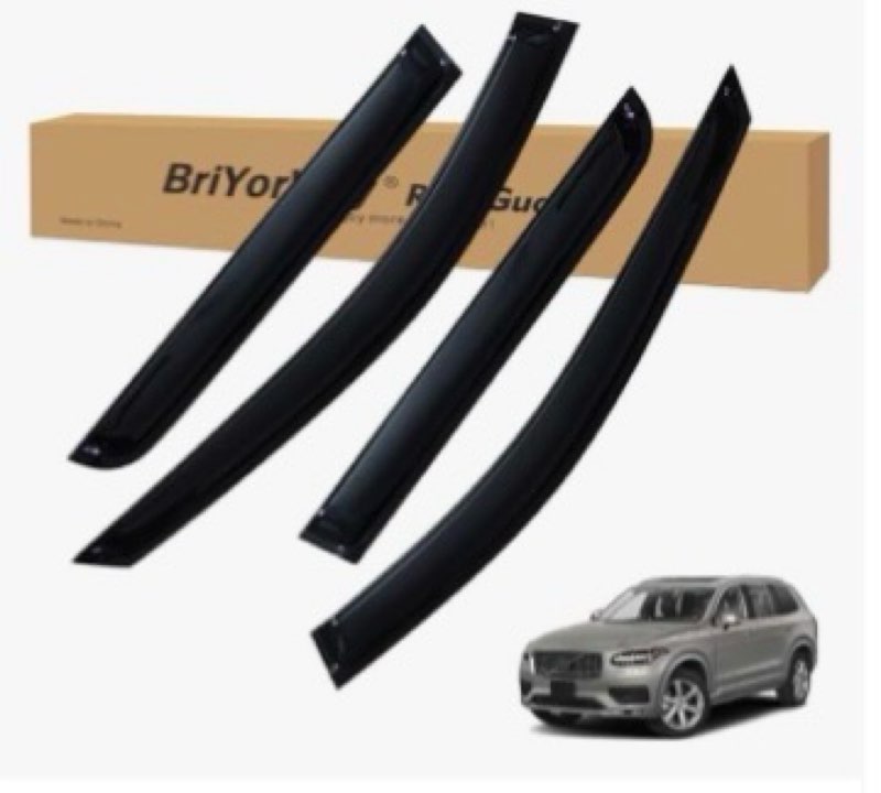 IG Window Visor for Volvo XC90 2016-2024, Rain Guard Tape-On Extra Durable Sun Wind Side Vent Window