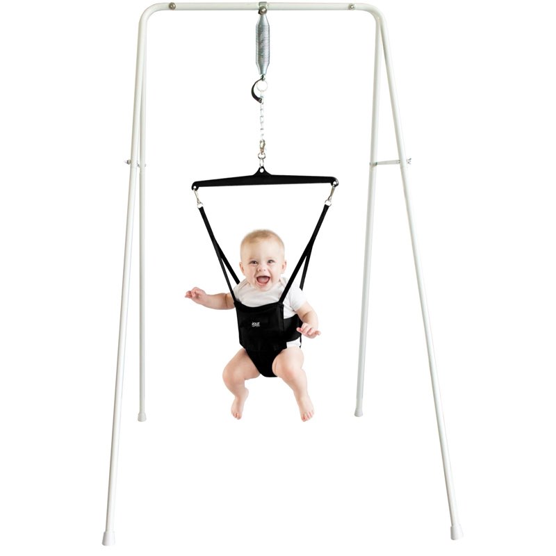 jolly jumper classic (black) with stand - original baby jumper, black saddle