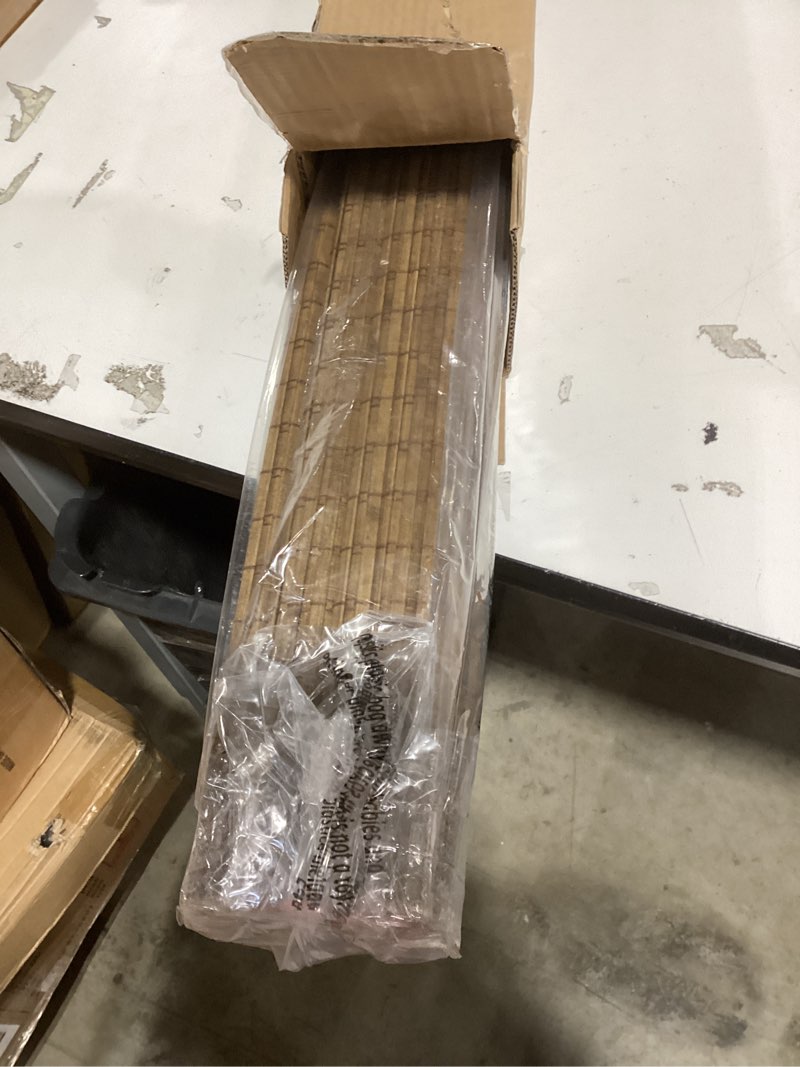 Condition photo showing New/Like New for cordless bamboo roman shades for windows, blinds size (35" w ×64" h) colour (highfield teak) highfield teak 35" w × 64" h