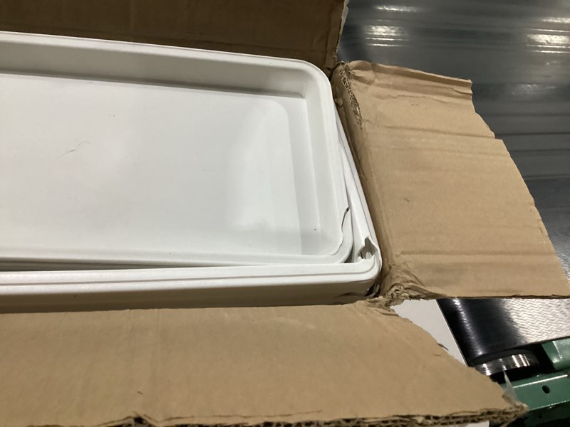 Condition photo showing As Is for 6 packs 27 inch window flower box extra large window sill herb garden long rectangle planter plastic boxes outdoor with drainage trays for balcony windowsill patio garden
