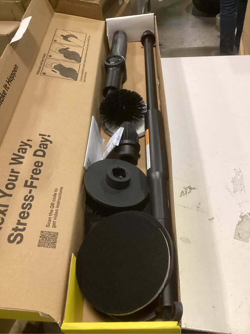 Condition photo showing As Is for HOTO Flexi™ Cordless Electric Spin Scrubber, Adjustable Angle, Extendable Handle, Smart Display, IPX7 Waterproof, Powerful Cleaning Scrubber with 8 Replaceable Brush Heads, for Bathroom, Tile, Bathtub