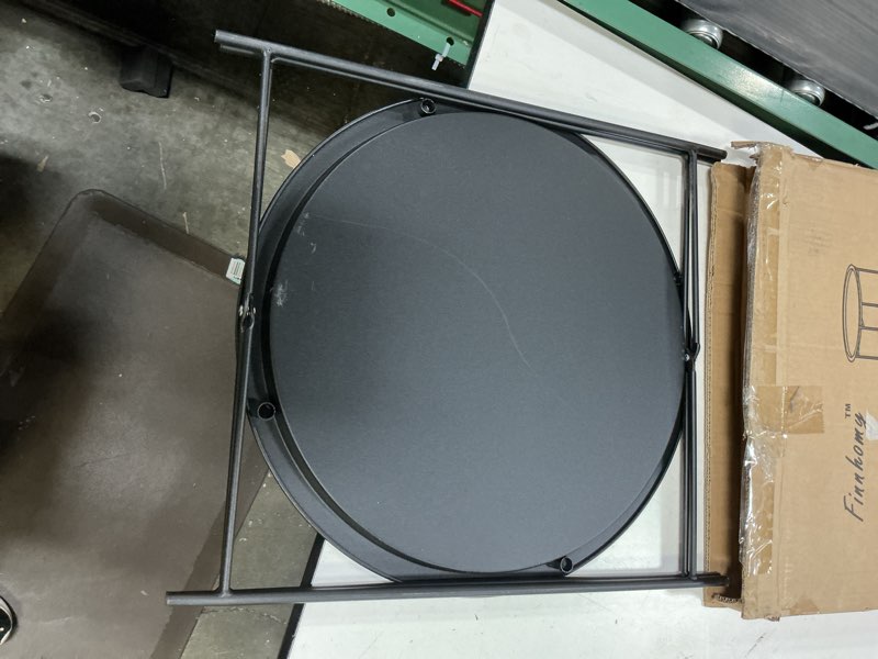 Condition photo showing Good Condition for folding tray metal side table, sofa table small round end tables, anti-rust and waterproof outdoor or indoor snack table, accent coffee table,?h? 20.28" x?d? 16.38", black