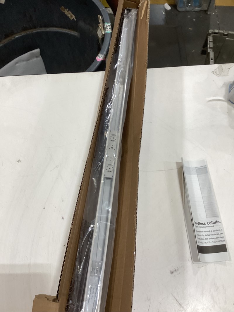 Condition photo showing Good Condition for lazblinds cordless cellular shades, blackout privacy honeycomb shades for home, thermal insulation noise reduction blinds for windows, 34'' w x 48'' h, white blackout-white 34'' w x 48'' h