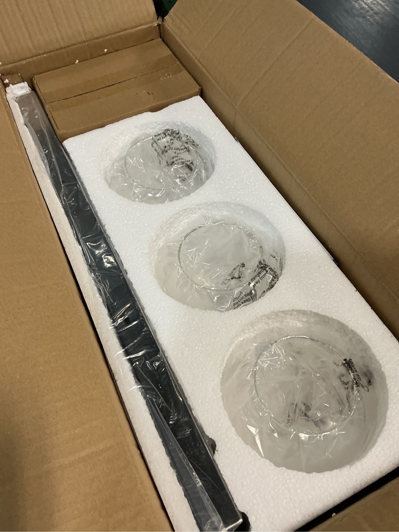 Condition photo showing New/Like New for espird 3 light bathroom light fixtures-chrome bathroom vanity lights, modern vanity lights 3-light bathroom lighting fixtures over mirror with clear glass globe shade 3-light polished chrome