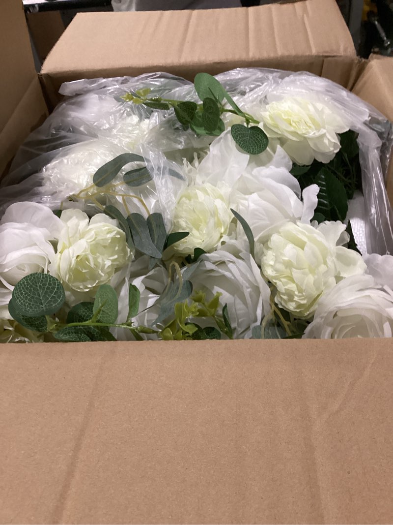 Condition photo showing New/Like New for nuptio large flower centerpieces for tables: 17.7 inch diameter white artificial flower ball arrangement for wedding party centerpiece - 2 pcs fake floral rose for bridal shower decorations 17.7" diam - 2 pcs white