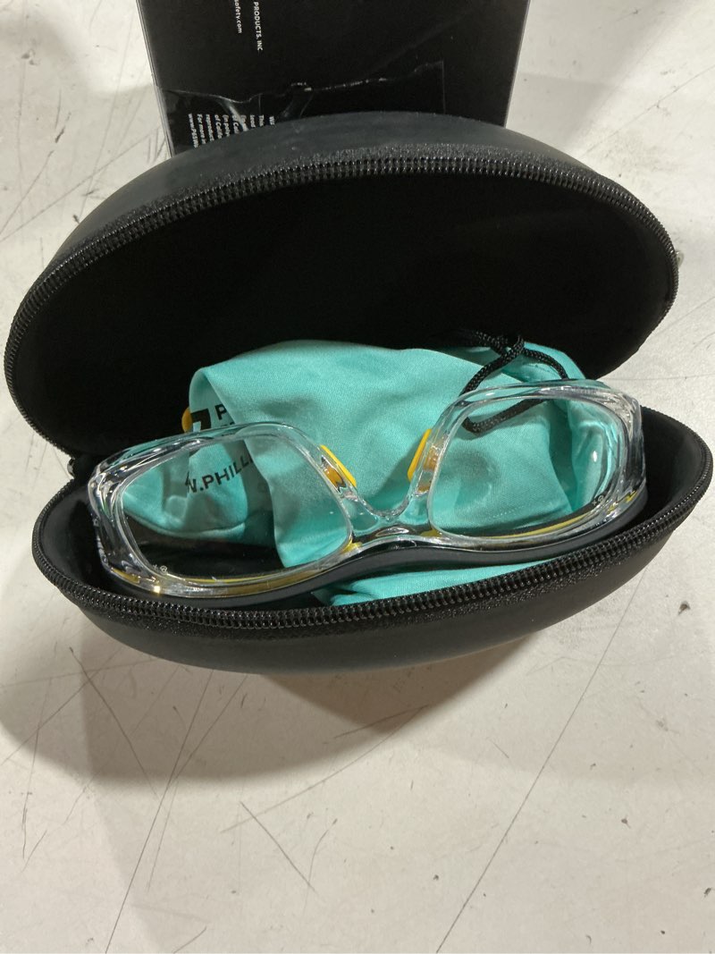 Condition photo showing Good Condition for safety reading glasses 206yb with full clear magnifying lenses, 1.00 to 3.00 diopter, ansi z87 approved black/yellow 1.25 diopters