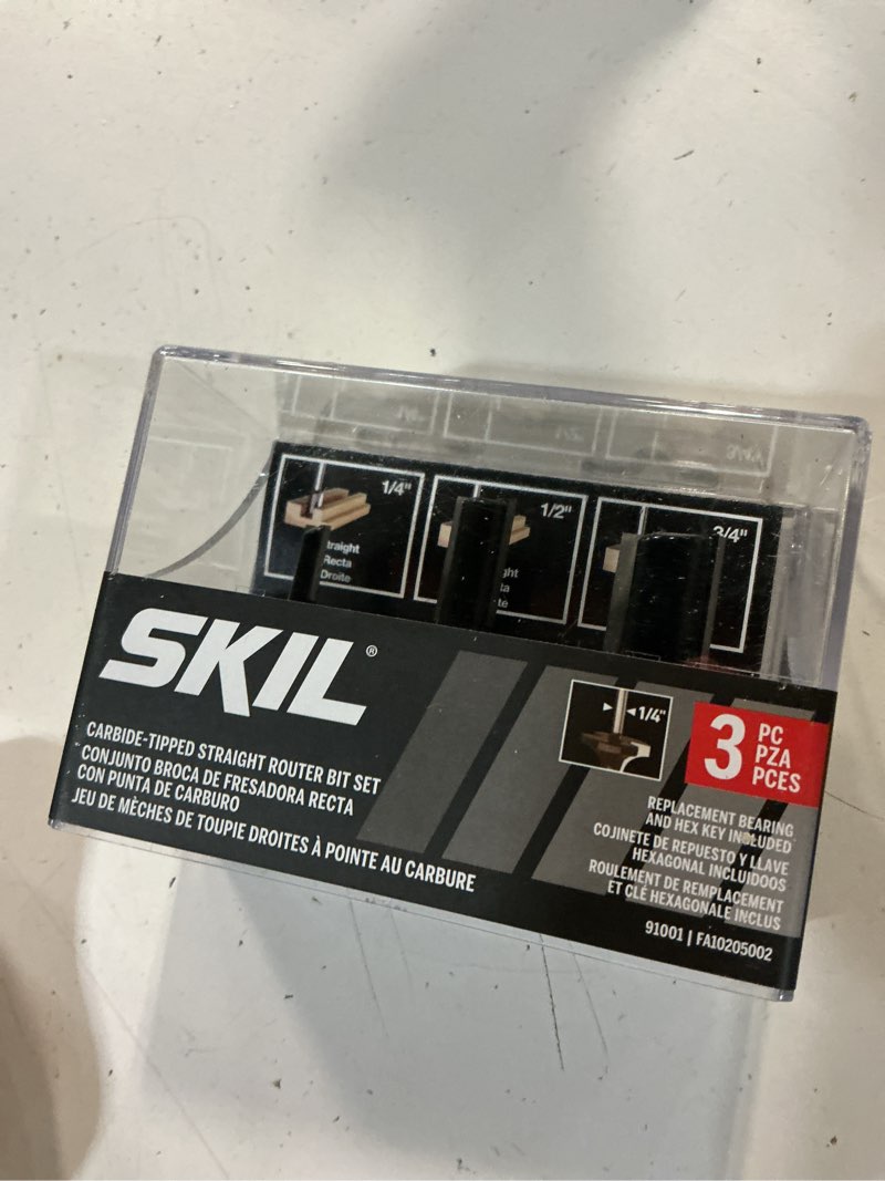 Condition photo showing New/Like New for skil 3-piece carbide-tipped router bit set
