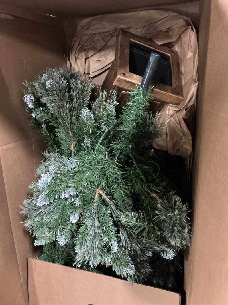 Condition photo showing Good Condition for 4FT Christmas Tree with 100 Lights, Potted Artificial Christmas Tree Outdoor Decor 8 Mode Timer Waterproof with Real-Like Tips & Round Branches for Front Door, Porch, 2 Pack (Green) (White)