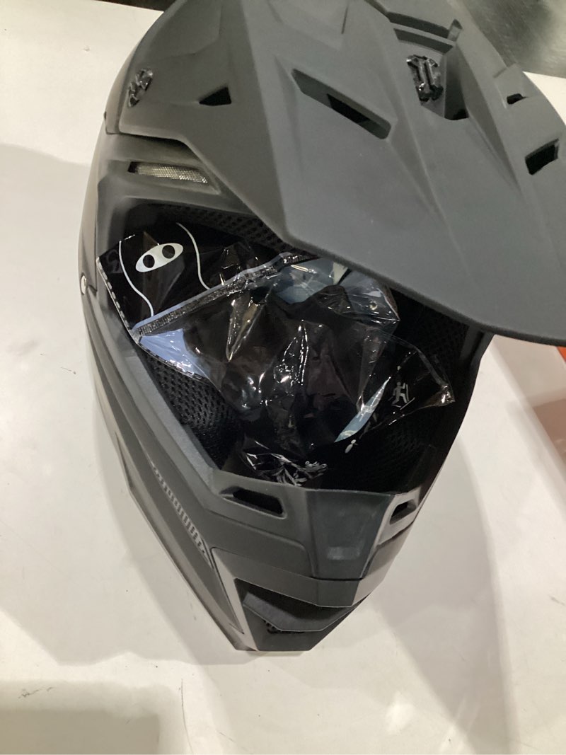 Condition photo showing As Is for DOT Adult ATV Dirt Bike Helmet with Goggles Gloves & Mask Adjustable Sun Visor Motorcycle Adult Helmet Off-Road Motocross Downhill Moped MX for Unisex-Adult-809 Matte Black, Black Medium
