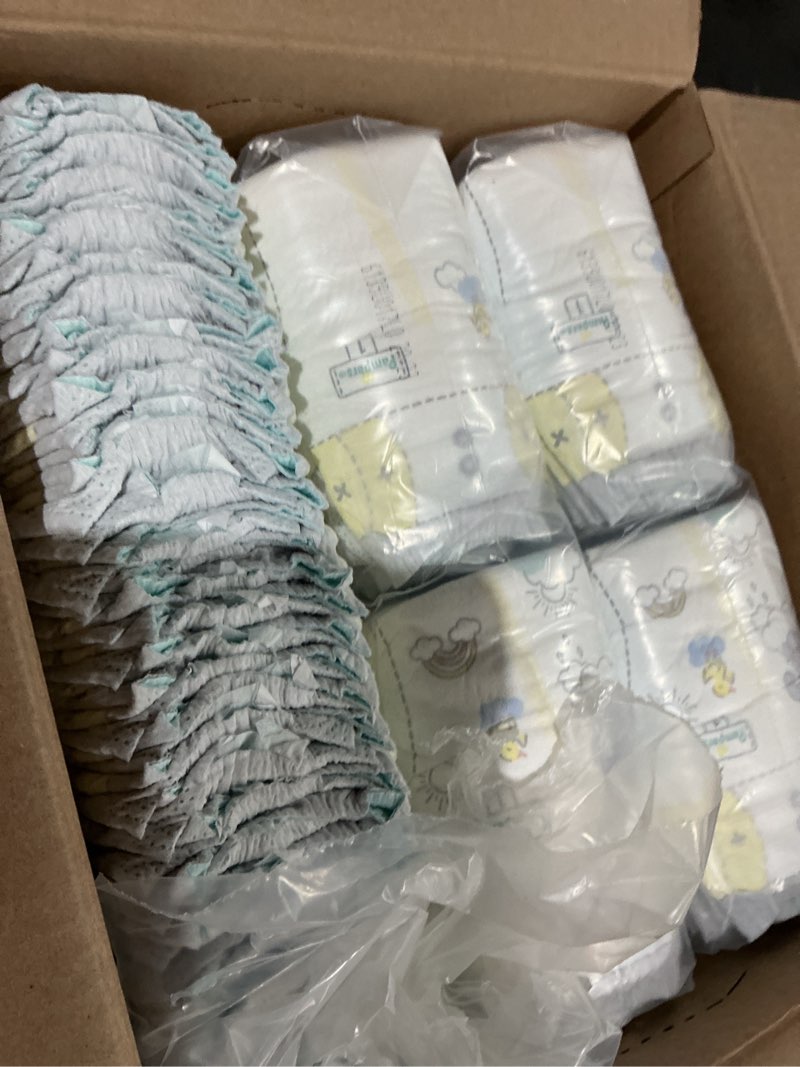 Condition photo showing As Is for pampers swaddlers diapers, size 1 (8-14 lbs), 198 count, absorbent, keeps baby dry and comfortable, skin safe disposable baby diaper (packaging may vary)