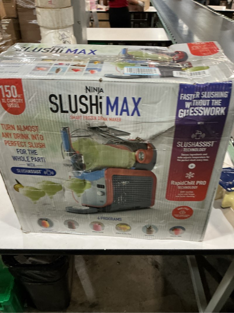 Condition photo showing New/Like New for ninja slushi max xxl smart frozen drink maker, top performance and smart technology, party size 150 ounces capacity, no ice needed, 6 programs, ideal temp and texture up to 12 hours, peach, fs605