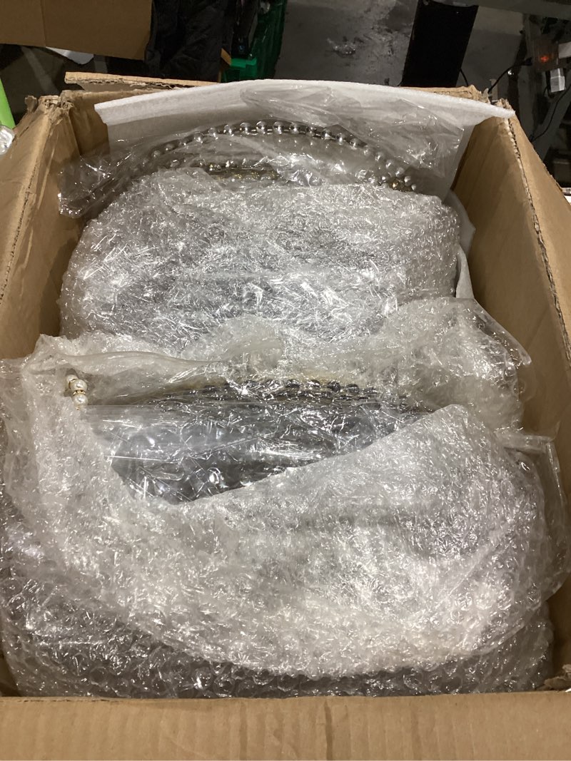 Condition photo showing New/Like New for Tioncy 50 Set Clear Charger Plates Bulk Includes 50 Clear Beaded Charger Plates 13" and 50 Napkin Rings Plastic Dinner Table Decorative for Wedding, Party, Tabletop Decoration(Beaded Ring,Gold) Beaded Ring Gold 100