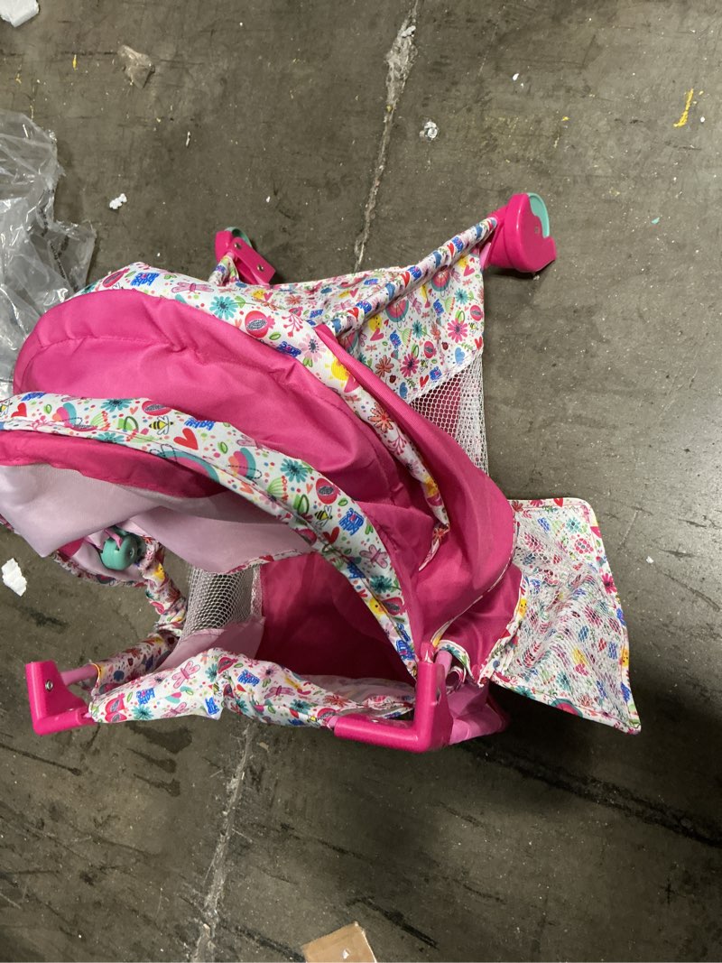 Condition photo showing As Is for Baby Alive: Deluxe Doll Play Yard - Pink & Rainbow - Fits Dolls Up to 18", Retractable Canopy, Easy Maneuvering, Folds for Travel & Storage, Pretend Play for Kids Ages 3+