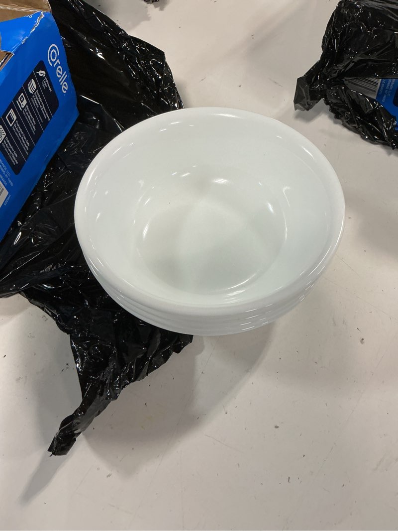 Condition photo showing As Is for corelle 18oz 6pk glass cereal bowls white (missing 2 bowls)