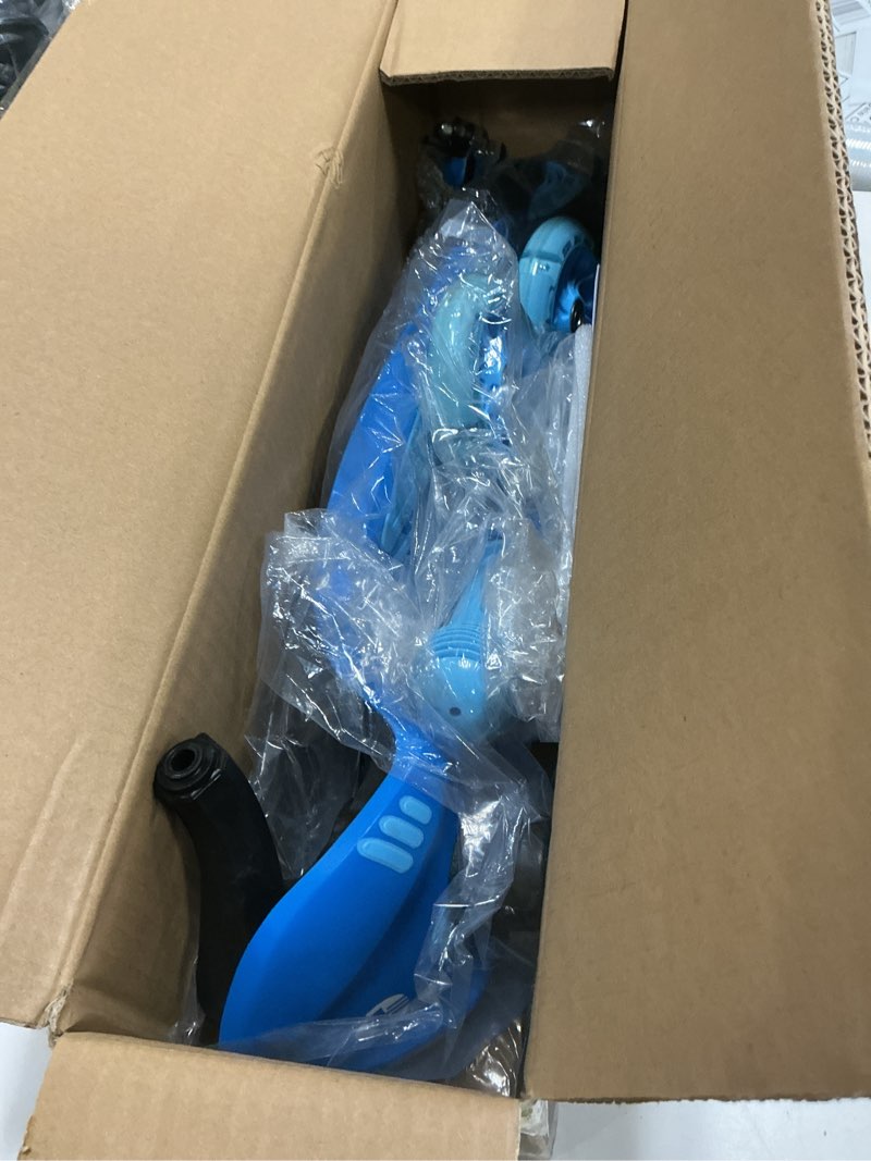 Condition photo showing As Is for gotrax ks1 kids kick scooter, led lighted wheels and 3 adjustable height handlebars, lean-to-steer & widen anti-slip deck, 3 wheel scooter for boys & girls ages 2-8 and up to 110 lbs blue