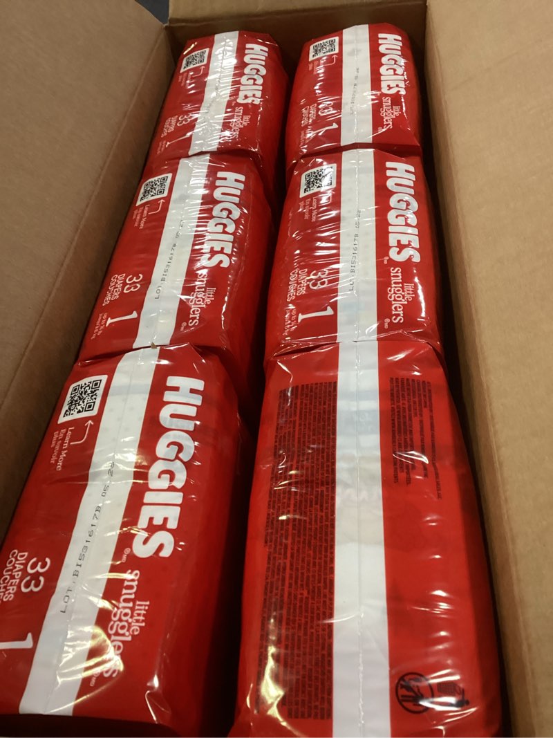 Condition photo showing New/Like New for Huggies Size 1 Diapers, Little Snugglers Diapers, Size 1 (8-14 lbs), 198 Count (6 Packs of 33), Packaging May Vary Size 1 198