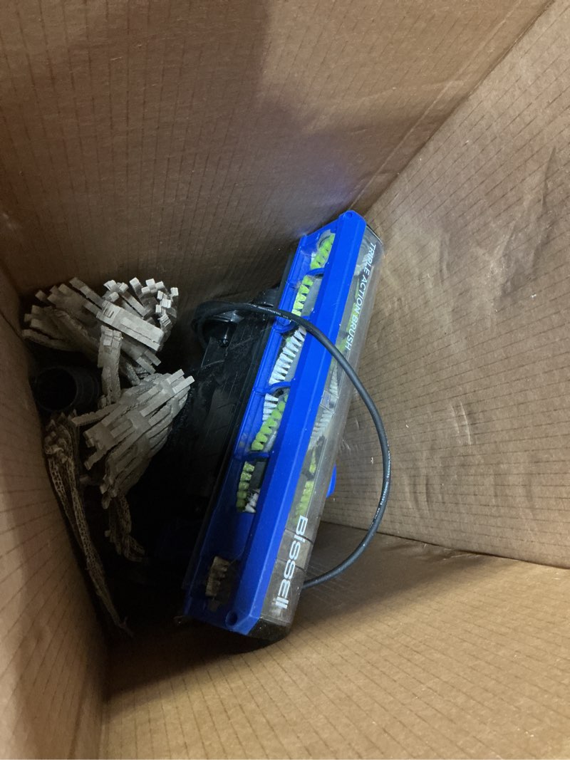 Condition photo showing As Is for Bissell CleanView Swivel Rewind Vacuum with Automatic Cord Rewind, TurboEraser Upholstery Tool, Triple Action Brush Roll, Swivel Steering, Extension Wand, Easy-Empty Dirt Tank, Multi-Cyclonic Suction Blue