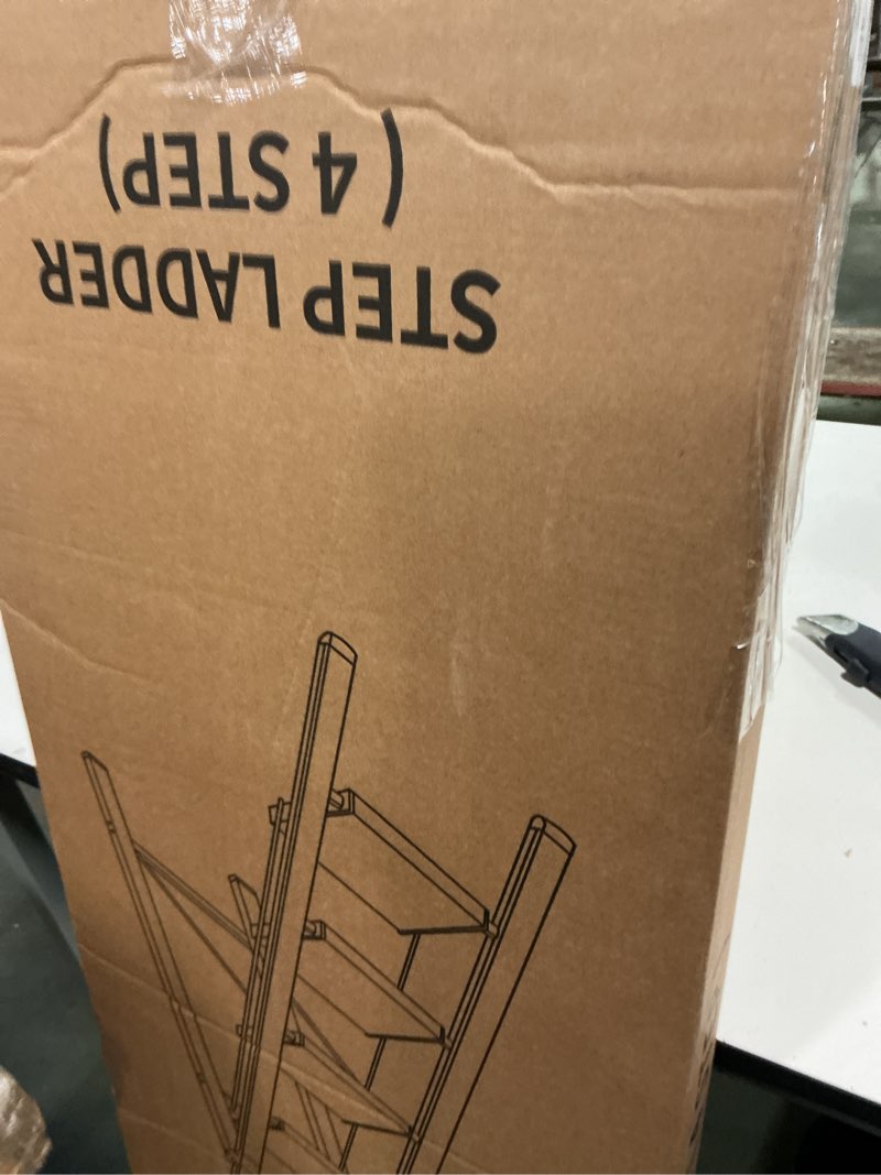 Condition photo showing New/Like New for HillhutApex 4 Step Foldable Aluminum Step Ladder with Handgrip, Anti-Slip Pedal, 330 lbs Capacity, Lightweight & Portable for Home, Kitchen, Office, Garage (Gold) Gold 4 Step