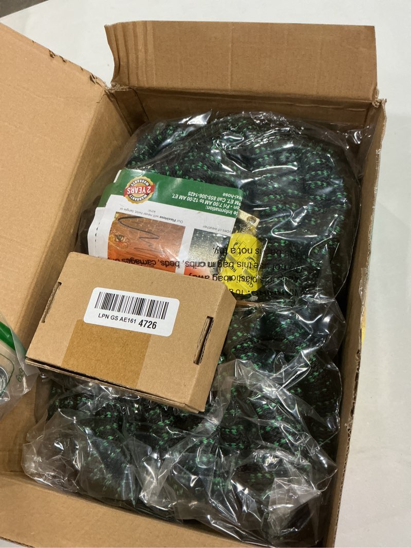 Condition photo showing Good Condition for flexi hose with 8 function nozzle, 100ft - lightweight expandable garden hose, no-kink flexibility, 3/4 inch solid brass fittings and double latex core - black and green