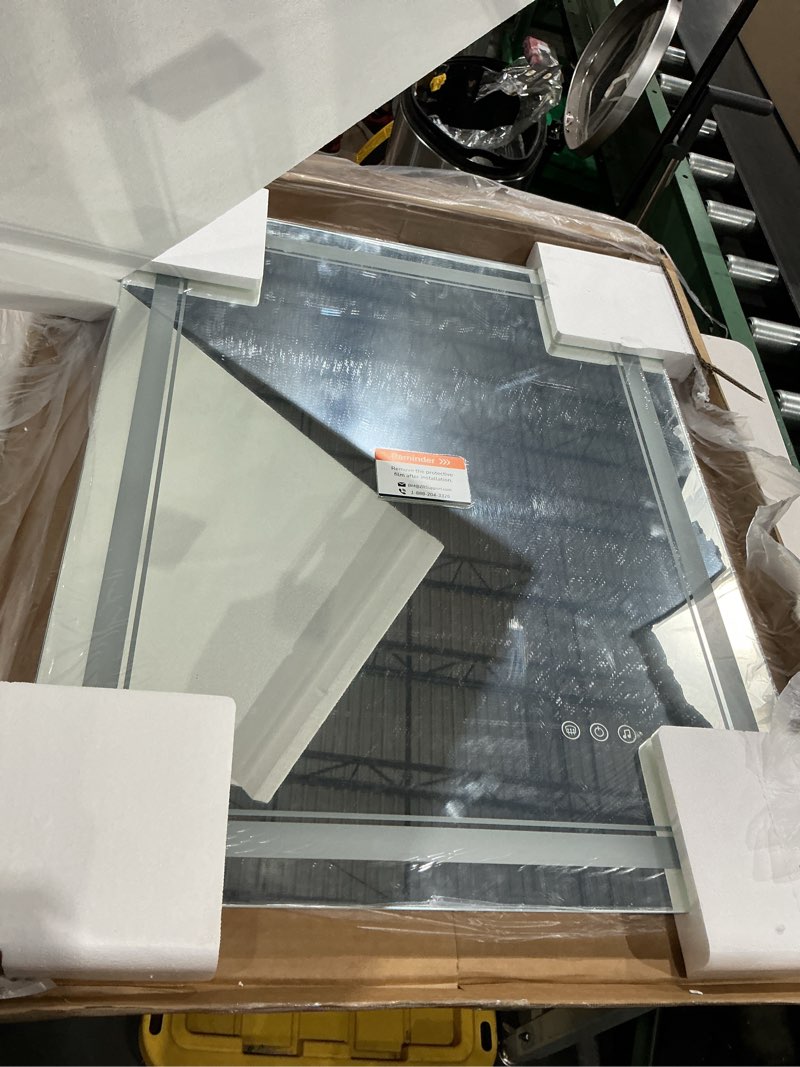 Condition photo showing Good Condition for keonjinn 24" x 30" led bathroom mirror with lights, frontlit & backlit | bluetooth speaker, bluetooth mirror bathroom, dimmable 3-color lights, tempered glass, anti-fog, cri90+, plug-in/hardwired
