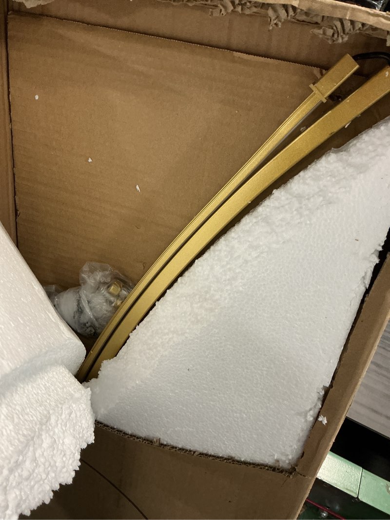 Condition photo showing As Is for Dimmable LED Floor Lamp with 3 Color Temperatures, Ultra Bright 2000LM Gold Arc Floor Lamp, Modern Standing Tall Lamp with Remote Control Reading Floor for Bedroom Use Lamp for Office Classroom Gold–67"–300" Ultra-Wide Coverage