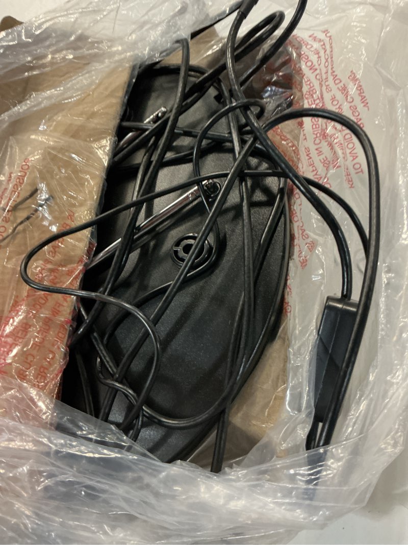 Condition photo showing As Is for rca amplified indoor fabric multi-directional hdtv antenna with built-in stand and 60-mile range