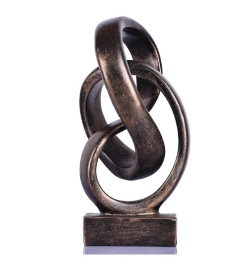 modern abstract knot sculpture, artistic mobius inspired resin decor, elegant home and office decor, perfect for shelves, desktops, and mantles, ideal gift for birthdays, housewarmings (bronze)
