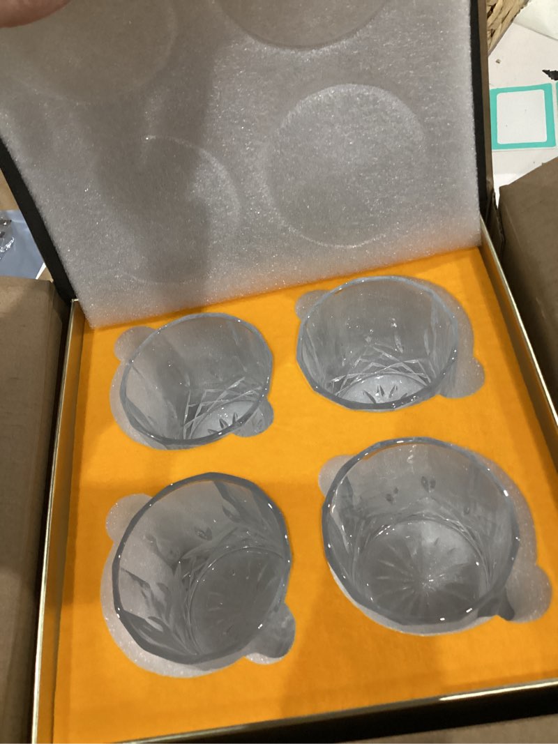 Condition photo showing New/Like New for KANARS Old Fashioned Whiskey Glasses with Luxury Box - 10 Oz Rocks Barware For Scotch, Bourbon, Liquor and Cocktail Drinks - Set of 4 - Men Gift
