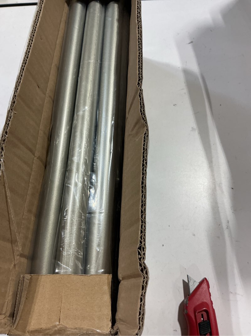 Condition photo showing Good Condition for nickel curtain rods 18 to 96-inches, 1-inch diameter heavy-duty adjustable decorative curtain rods for windows 48 to 84 inches, with modern decorative iron twisted cage finials nickel 18-96"