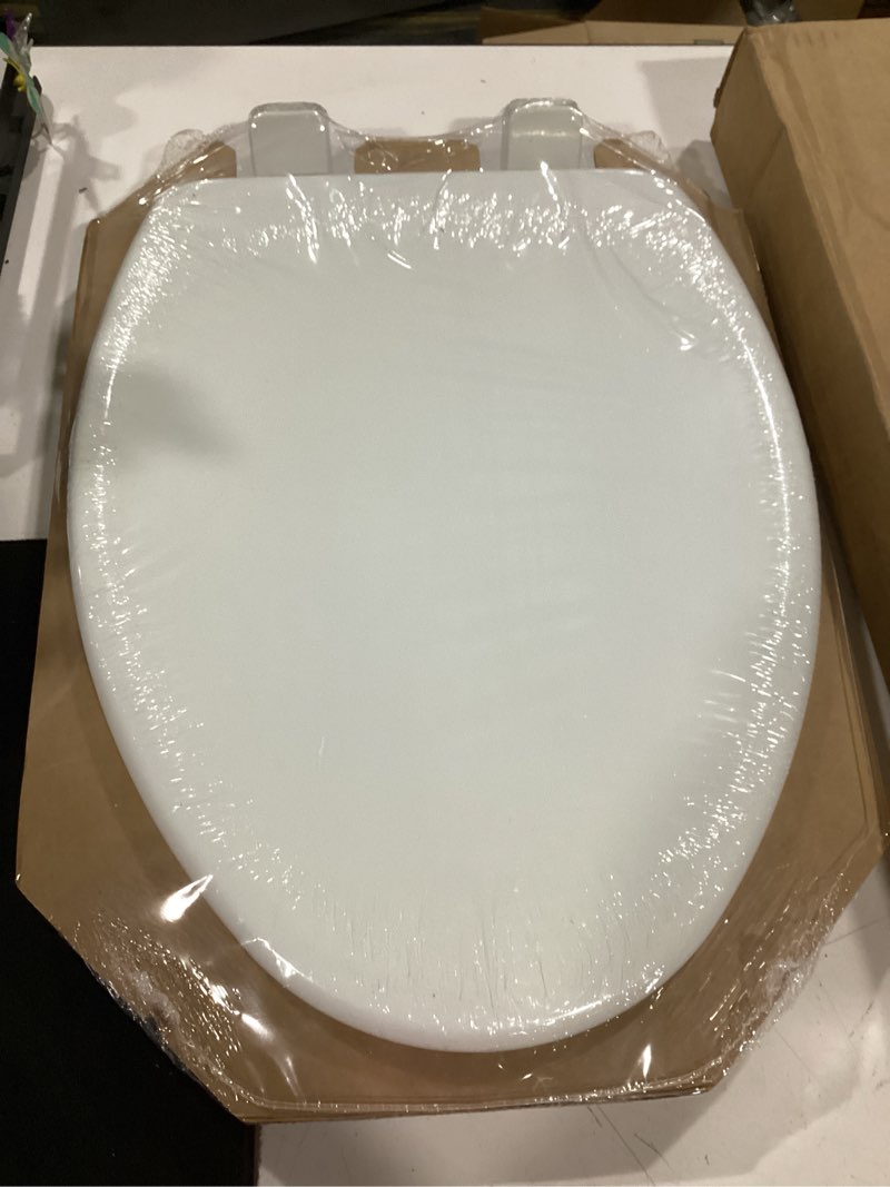 Condition photo showing New/Like New for bemis 1500ec 390 lift-off wood elongated toilet seat, cotton white (pack of 1) elongated basic