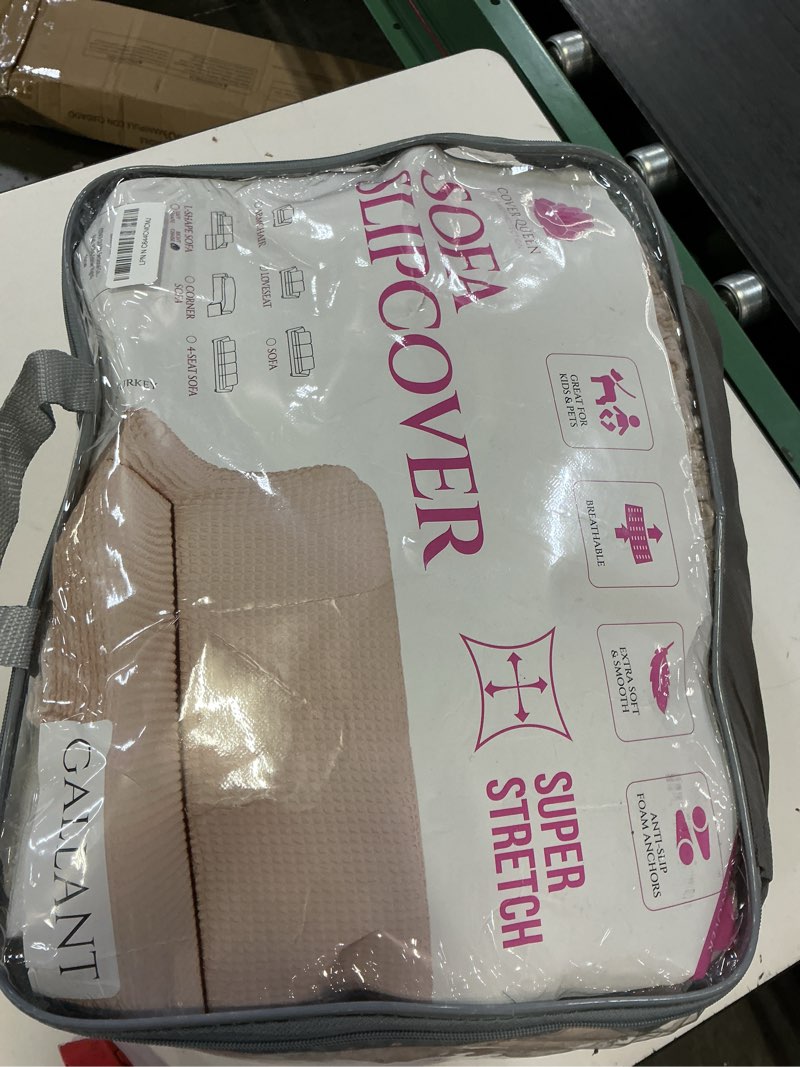 Condition photo showing Good Condition for cover queen sectional couch cover for l-shaped chaise sofa, 1-piece washable furniture protector, super stretch fabric, pet friendly for dogs and cats, gallant, cream, right-facing chaise right-facing chaise sectional cream