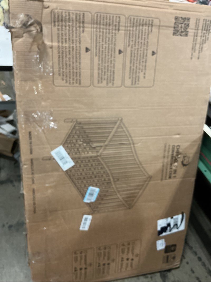 Condition photo showing Good Condition for dream on me chelsea 5-in-1 convertible full-size baby crib in natural, greenguard gold & bsa, pinewood, 4 mattress heights, converts to toddler, day & full-size bed, modern classic nursery natural 53"l x 29"w x 38"h crib (jpma certified)