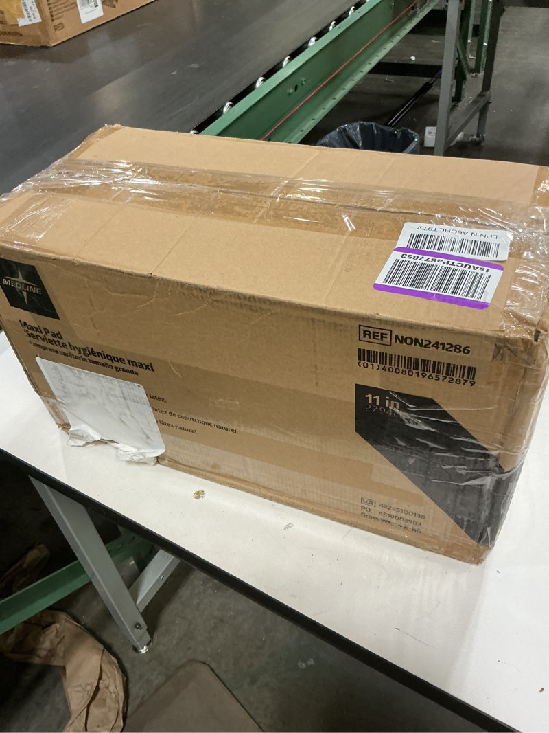 Condition photo showing New/Like New for medline maxi sanitary pads with adhesive strip and wings, 11", individually wrapped (pack of 288)