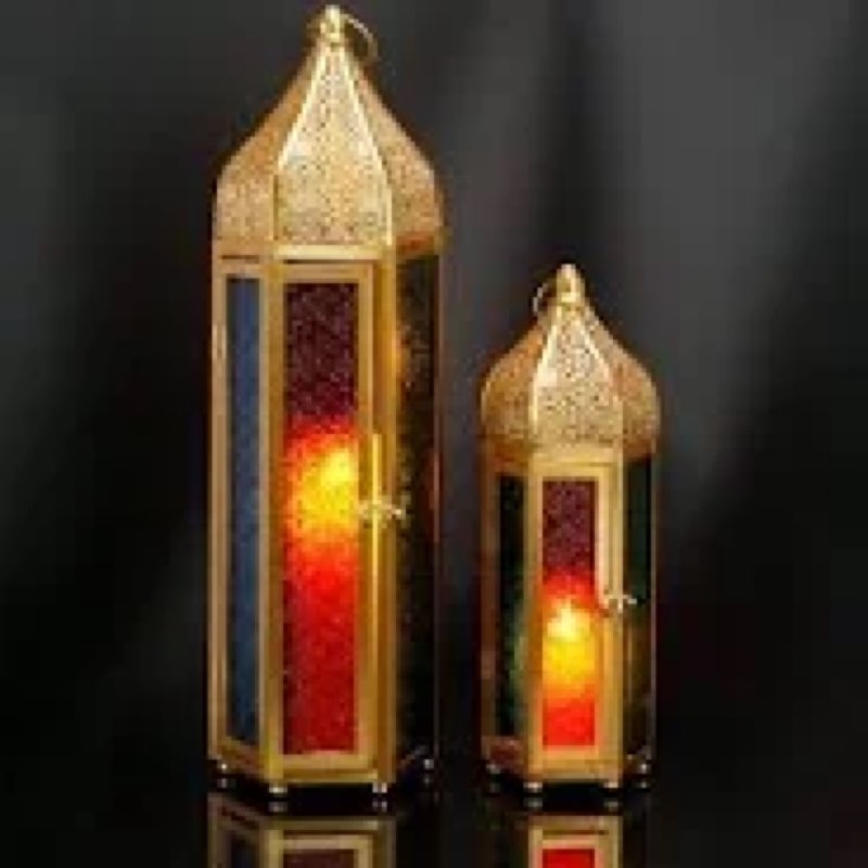 trirocks set of 2 moroccan candle lanterns 22.5''&15'' h decorative candle holder hanging lanterns w