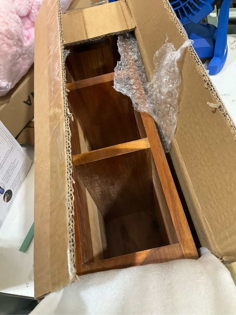 Condition photo showing As Is for xyj extra large magnetic knife block acacia wood knife set holder stand with stronge magnetic strip kitchen knives storage rack organizer tools no drilling dark wood color 15.5*8.7 inch without board