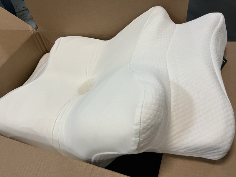 Condition photo showing Good Condition for ultra pain relief cooling pillow for neck support, adjustable cervical pillow cozy sleeping, odorless ergonomic contour memory foam pillows, orthopedic bed pillow for side back stomach sleeper white queen
