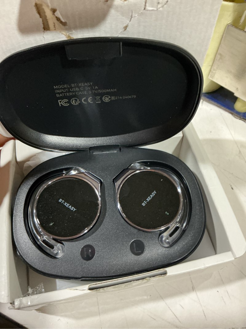 Condition photo showing Good Condition for on ear headphones bluetooth 5.4, noise cancelling open ear headphones wireless, water-drop shaped clip on sport headset bluetooth with 4 microphone, comfort fit earphones with long battery life black&silver&black