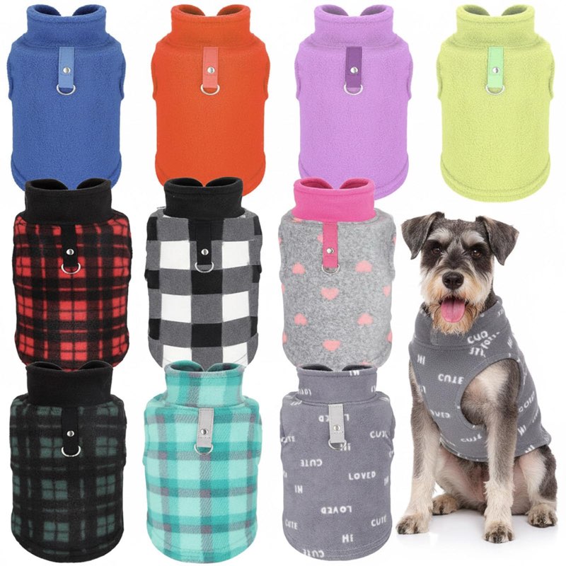 reginary 10 pack 2x-large dog sweaters fleece pet dog clothes with leash ring soft warm winter puppy