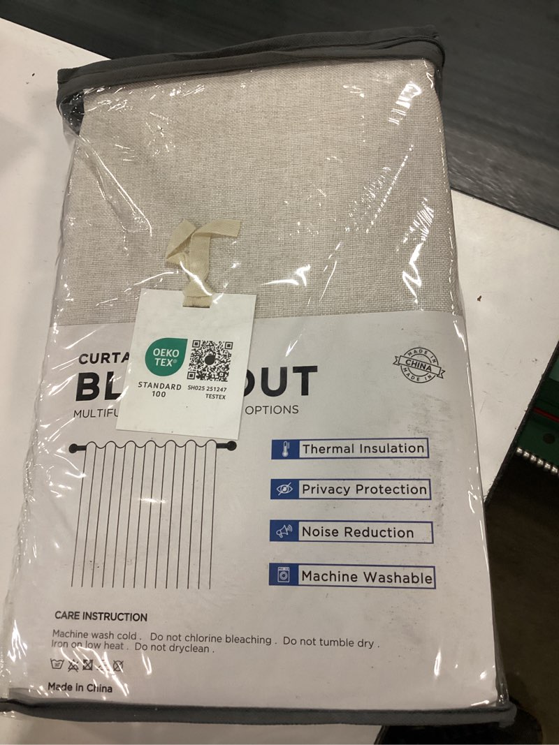 Condition photo showing New/Like New for inovaday 100% blackout curtains for bedroom, cream black out curtains 84 inch long, clip rings linen blackout drapes, thermal insulated room darkening for living room, 2 panels - w50xl84 cream 50"w x 84"l (pack of 2)