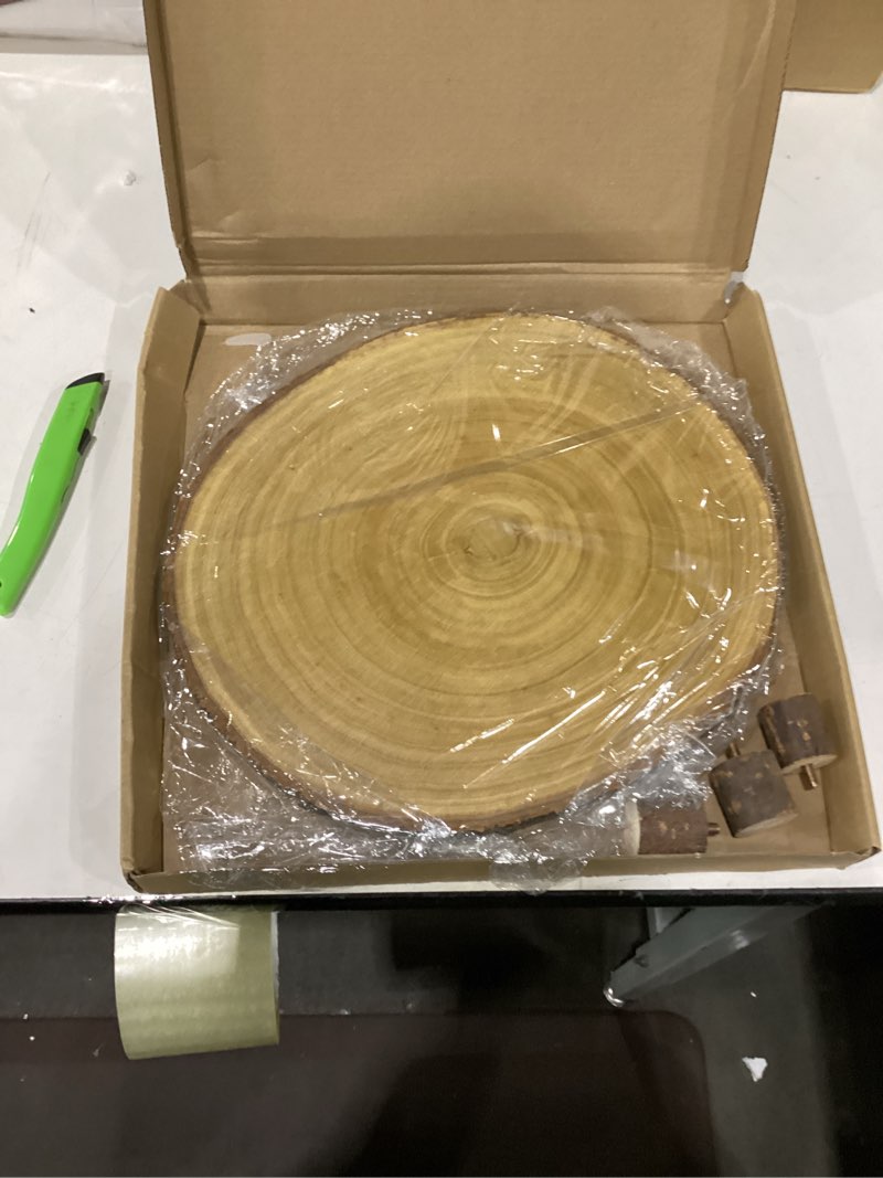 Condition photo showing Good Condition for Rustic Wood Cake Stand - 11-13 Inch Wooden Slice with Legs for Elegant Wedding, Birthday, & Woodland-Themed Parties?1Pcs?